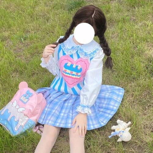 Sweet Cute Women Sweater Vest Autumn Kawaii Love Printing Soft Girl Knitting Vest Girls Loose Vintage Sleeveless Female Top 2021