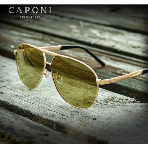 CAPONI 2021 Men Sunglasses Luxury Brand Photochromic Yellow And Polarized Night Vision Glasses For Driving gafas de sol BSYS8657