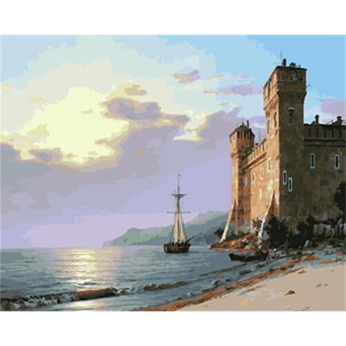 DRAWJOY Framed Picture Seascape DIY Oil Painting By Numbers Painting & Calligraphy Coloring By Numbers For Living Room