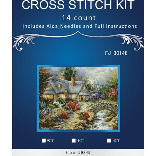 59-45 Needlework Crafts 14CT unprinted embroidery Quality Counted Cross Stitch Kits Oil painting The beautifu house home