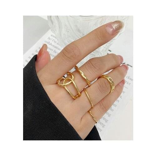 Punk Metal Geometry Circular Punk Rings Set Opening Index Finger Accessories Buckle Joint Tail Ring for Women Jewelry Gifts