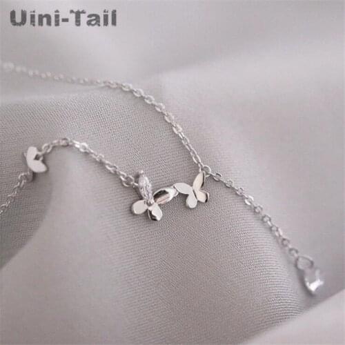 Uini-Tail hot sale new 925 sterling silver fairy style cute little butterfly micro-set necklace fashion trend sweet romantic