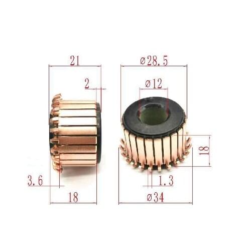 1pc 12 x 28.5 x21mm 24P Tooth Copper Shell Electric Motor Commutator SY-0971