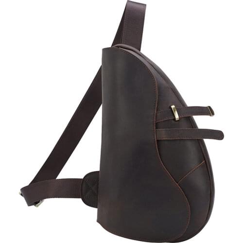 Luufan Genuine Leather Chest Pack Casual Retro Shoulder Bag Men Outdoor Sports Messenger Travel Cross Body