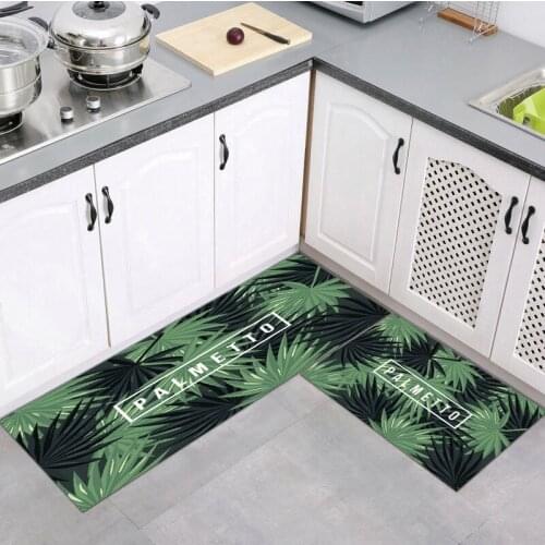 Modern Kitchen Mat Entrance Doormat Home Tropical Plant Print Decoration Hallway Living Room Carpet Bathroom Anti-Slip Long Rug