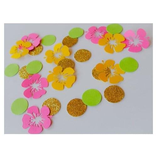 Tropical theme Hibiscus flower Glitter Confettis Table Scatter wedding baby bridal shower bachelorette party decorations