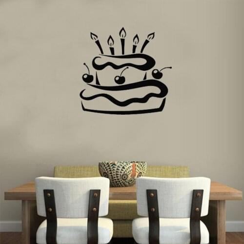 Cherry Pie Cake With Candles Kitchen Wall Decals Home Decor Sticker Kids Children Room Decoration Nursery Wallpaper Poster