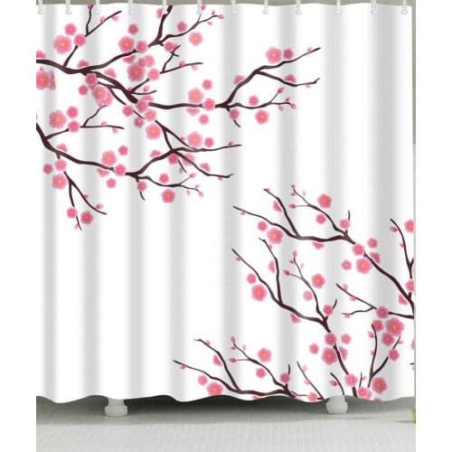 Waterproof Plum Twig Shower Curtain for Home and Bathroom