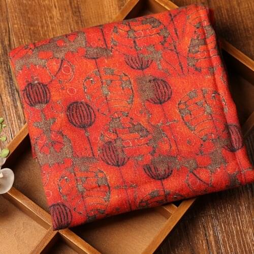 High grade lantern ramie printed cotton fabric Wedding Dress Tulle tissu au metre fabrics for patchwork kumas telas por metros