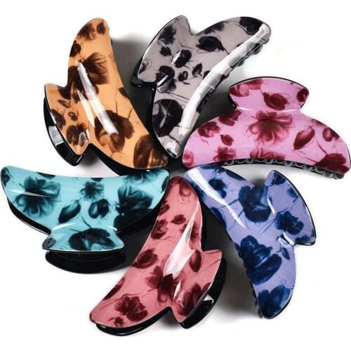 9cm Big Hair Claws Clip Kaoru smoke pattern Print Large Her Crab Clamp For Girl Hairpins Accessories Women Haircrab 21017