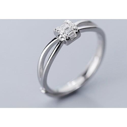 MIQIAO Diamond Ring For Women 925 Sterling Silver Jewellery On Fingers Minimalist Female Fashion Zircon Geometric Adjustable