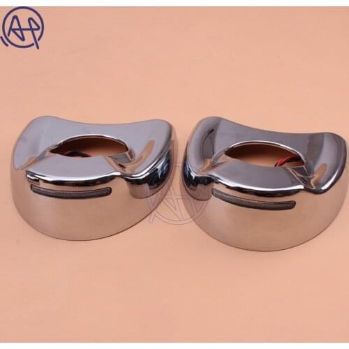 1pair New Motorcycle Chrome Fairing Mount Mirrors Smoke Lens LED Lights Cover Caps For Harley Electra Glide 1996-2013