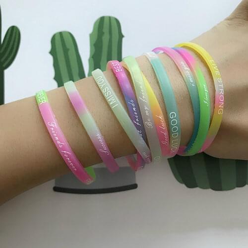 1 Pcs Sports Best Friend Printed Letters Luminous Silicone Bracelet Souvenir Fluorescent Rubber Golf Wristband Bracelet