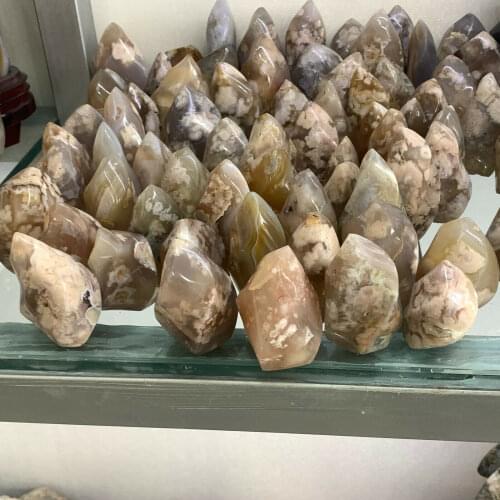 2.2 LB Natural Cherry blossom Agate Flame Crystal hand-polished Reiki healing 8-12PC