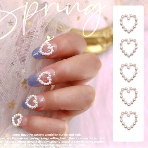 20pcs Delicate White Charm Pearl 3D Nail Art Decorations Heart-shaped Design DIY Nail Jewelry Fashion Manicure Accessories