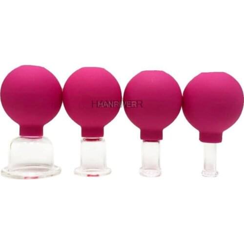 4pcs Health Massage Vacuum Cupping Cups Set Rubber Head Anti Cellulite Massage Chinese Therapy Face Cupping Set Cans