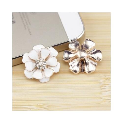 5pcs Metal Flower Gold Rhinestone Button Flatback Diy Embellishment