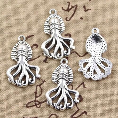 8pcs Charms Octopus 28x18mm Antique Tibetan Silver Color Pendant Findings Accessories DIY Vintage Choker Handmade Jewelry
