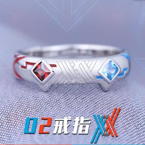 Anime Darling in the franxx 02 Zero Two Fashion Rings Silver 925 Sterling Ring Adjustable Cosplay Props Jewelry Gift New