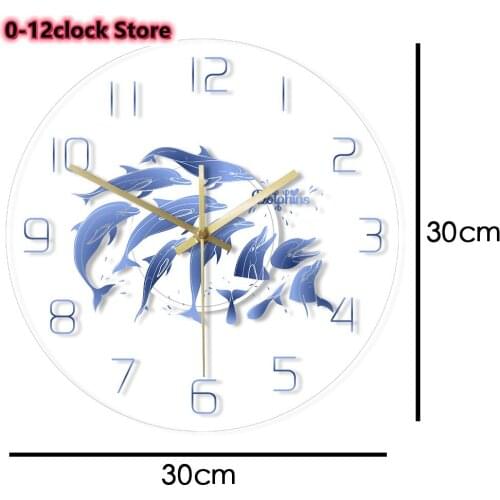 Watch Sea Life Ocean Color Changing Light LED Backlight Modern Design Nautical Nursery Dolphins Family Wall Clock