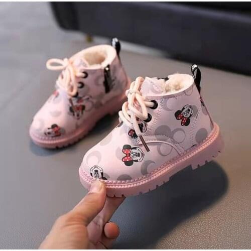 Disney Kids Leather Frozen Elsa Boots Waterproof Children Sneakers Boots For Baby Girl Boots Boy Shoes
