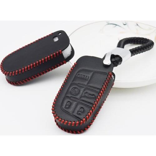 For JEEP Grand Cherokee Renegade Compass Patriot Wrangler JL Commander Car Smart Key Case Cover Leather Key Ring Protection Bag