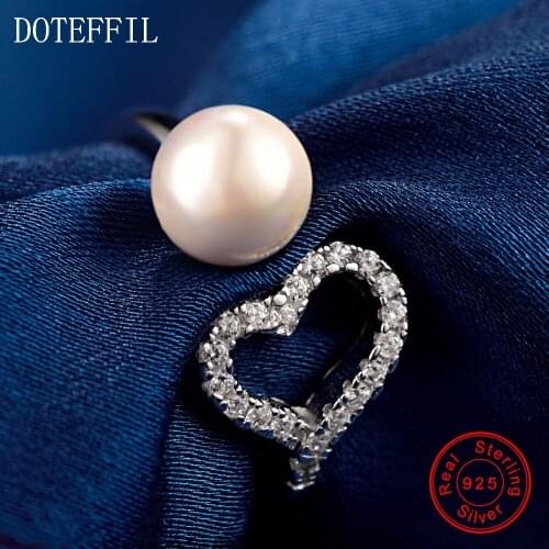 New Arrivals Sterling Silver Heart Rings Woman Charm High Quality AAA Pearl 100% 925 Silver Rings Luxury Fashion Jewelry