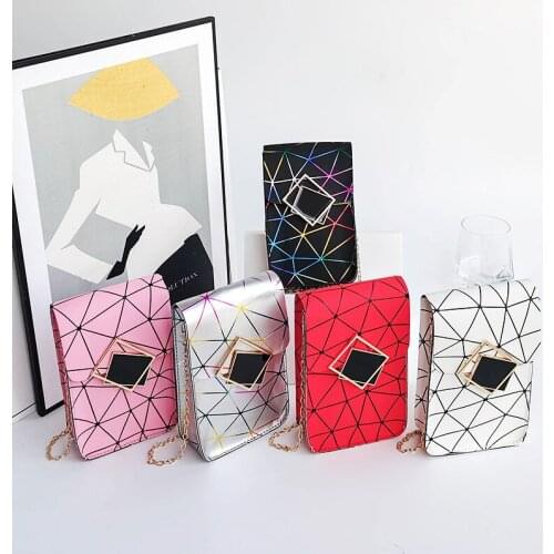 Girls Colorful Diamond Lattice Handbags and Purses Mini Shoulder Bag Women PU Leather Phone bag 2021 New Fashion Designer bag