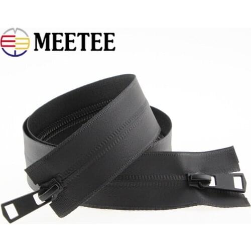 Meetee 2pcs 50-150cm 5# Waterproof Zippers Black Nylon Invisible Open-end Zip Single/Double-open Zips ForJacket Sewing Accessory