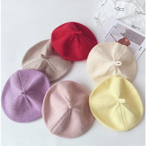 Fashion Knit Beret Children Baby Hats Autumn Winter Styling Accessories Hipster Painter Hat For Girls Kids Bonnet