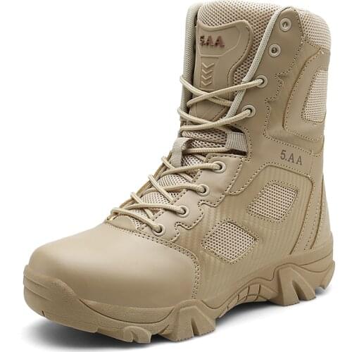 Men High Quality Brand Military Leather Boots Special Force Tactical Desert Combat Mens Boots Outdoor Shoes Ankle Boots Zapatos