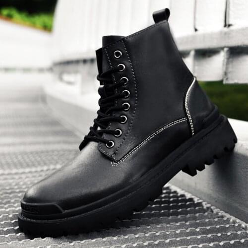 Mens Winter boots Retro Leather Casual Shoes Brand Motocross Motorcycle Boots Men handmade Military Tactical Shoes Big Size 48