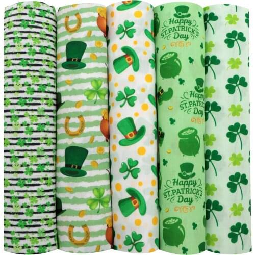 St Patrick Polyester Cotton Fabric Set Printed Cloth Sewing Quilt Fabrics Patchwork Needlework DIY Handmade Accessories,c15343