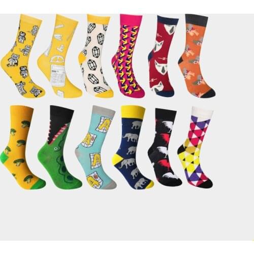 New Happy Mens Socks Women Sloths Novelty Sock Combed Cotton Funny Mens Big Size Crew Harajuku Hip Hop Winter Thick Long Socks