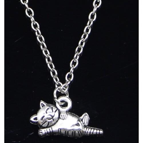 New Fashion Necklace 20x12mm lazy cat Pendants Short Long Women Men Colar Gift Jewelry Choker