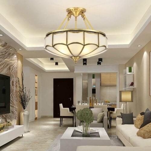 Office Daily retro brass glass Ceiling Lamp indoor lighting Bedroom hanging Lamp E27 led weddding ceiling Light hotel fixtures