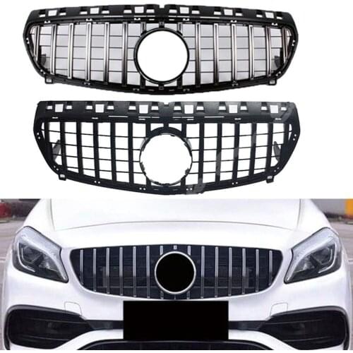 Front Racing Billet Bumper Grille Upper Cover Facelift Grill Fit For Mercedes-Benz W176 Class-A 2013 2014 2015 GTR