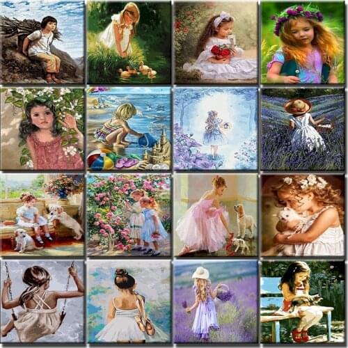 Landscape Girl DIY Painting By Numbers On Canvas For Drawing Acrylic Paint With Frame Pictures Coloring By Number Home Decor Art