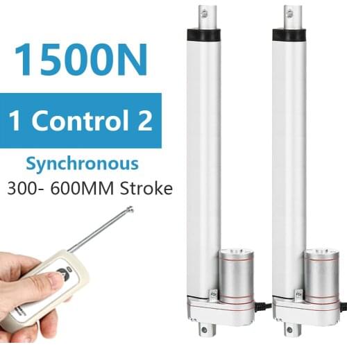 1 control 2 linear actuator 12V + RF remote controller electric actuator metal gear motor 300mm 400mm 500mm 600mm 700mm stroke