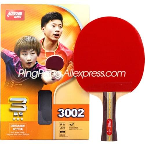 DHS 3 Star Table Tennis Racket (3002, 3006) with Rubber (PF4-1) Original DHS 3-STAR Ping Pong Bat