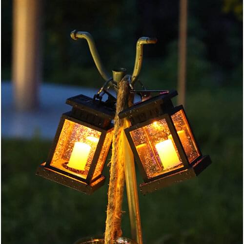 Retro LED Solar Lamp Lantern Outdoor Waterproof Hollow Solar Lamp Garden Courtyard Pathway Light Lighting Decoration