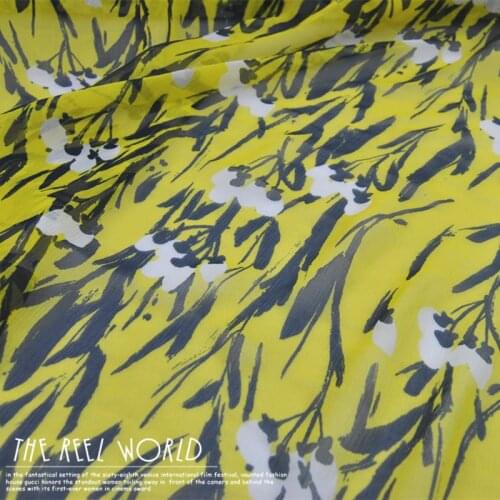 LEO&LIN 8 M Wide Yellow Silk Georgette Chiffon Thin Skirt Shirt Fabric Fabric DIY Patchwork Tissue