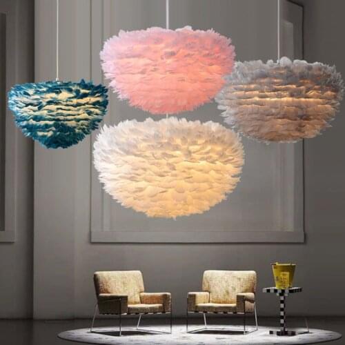 Nordic Modern Feather Pendant Light Fixture Creative Personality Romantic Art Ceiling Lamps for Bedroom Restaurant Living Room