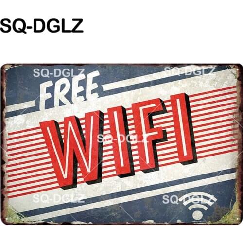 [SQ-DGLZ] Free WiFi Plaque Metal Sign Vintage Bar Decor Tin Sign Vintage Pub Bar Decor Metal Metalen Borden Poster Plate