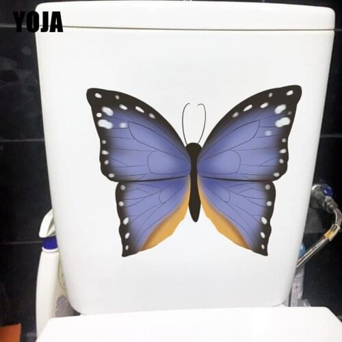 YOJA 22.6X18CM Beautiful Flower Butterfly Home Room Wall Sticker WC Decor Toilet Seat Decals T1-2147