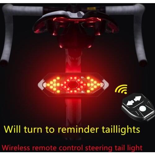 USB Rechargeable Mountain Bike Bicycle Tail Light LED Wireless Remote Control Turn Signal Warning Light Waterproof Light Riding