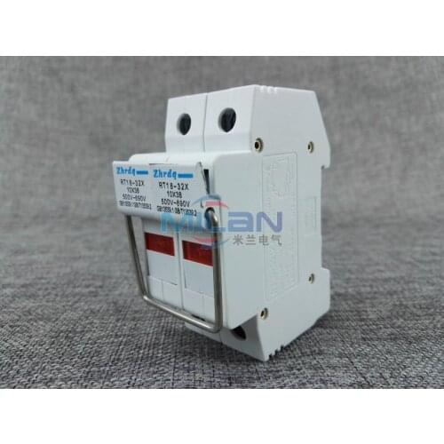 1pcs RT18-32X 2P DIN Rail Mount Fuse Holder Base,cylinder cap fuse base insurance