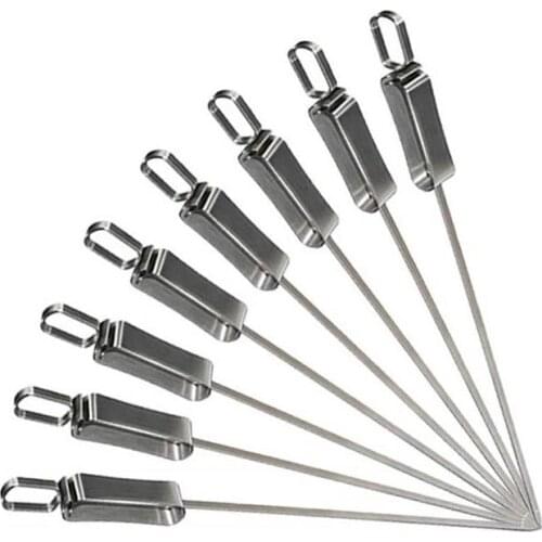 13.75" 4pcs Stainless Steel Barbecue Skewers Reusable Shish Kabob Skewers Portable Metal Long Wide BBQ Sticks Picnic Accessories