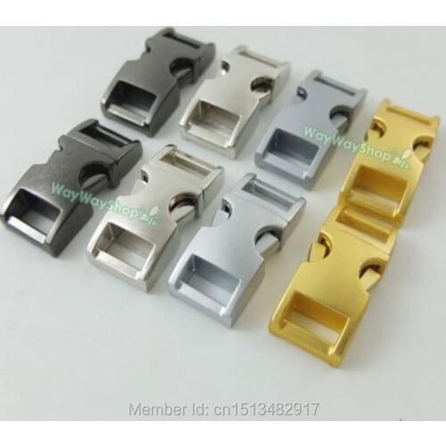 30 pcs 3/8'' 10mm Curve Buckles Metal Side Release 4 Lanyard Bracelets Strap Collar Webbing Nickle Gold Nickle-Black Nickle-Grey