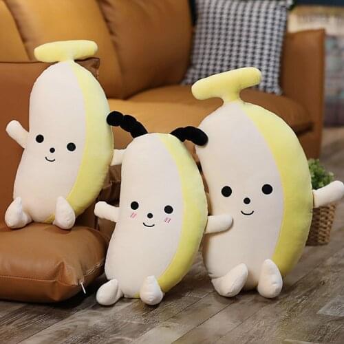 55cm Cute Banana Plush Pillow Toys Stuffed Soft Plant Fruit Cushion Kids Girls Birthday Gifts Decoration Lovers Present